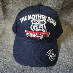 Men's Black Hawk Embroidered The Mother Road Rt 66 Red Corvette Baseball Hat